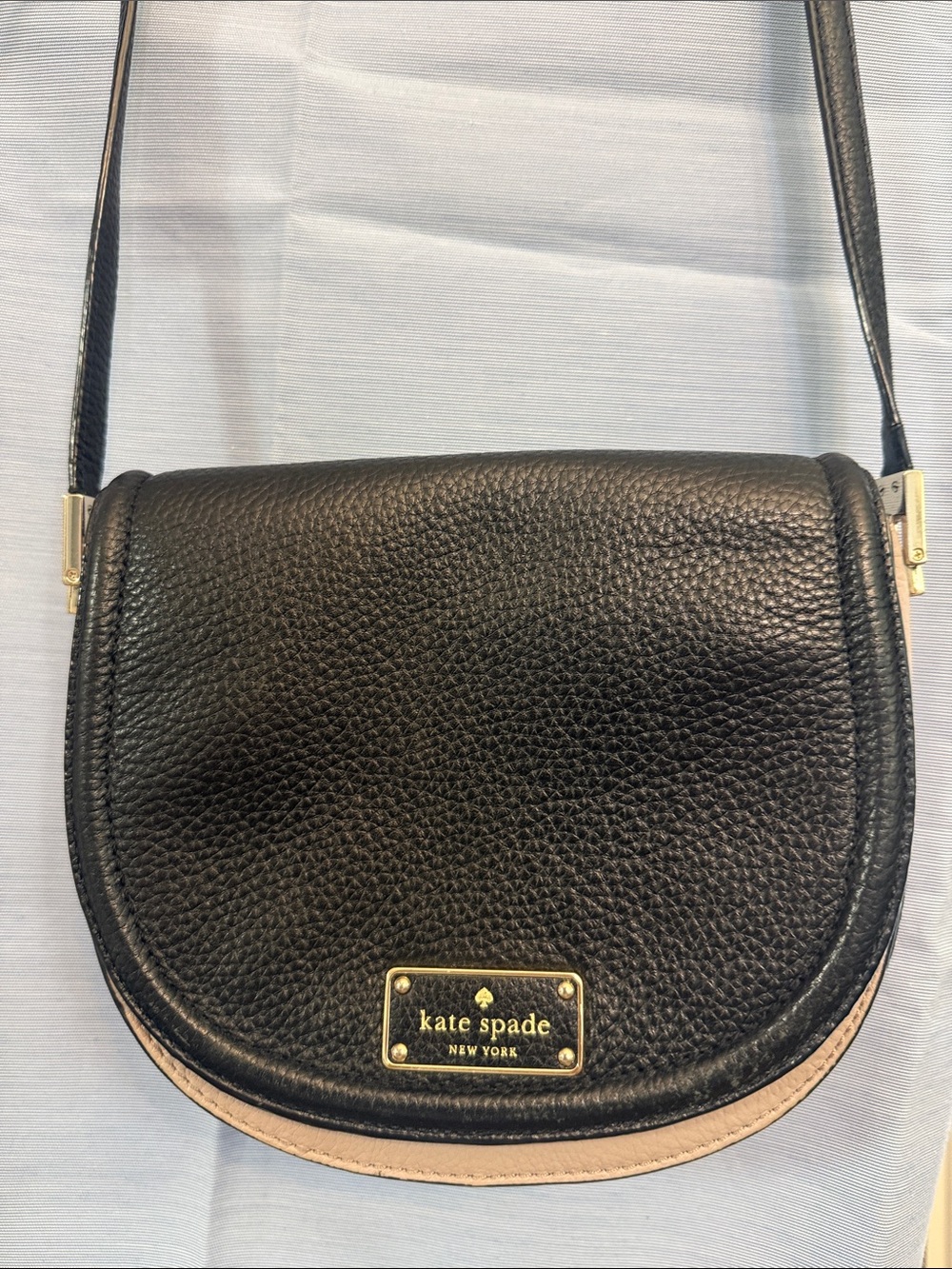 kate spade Black and Light Pink Pebbled Leather Crossbody Bag